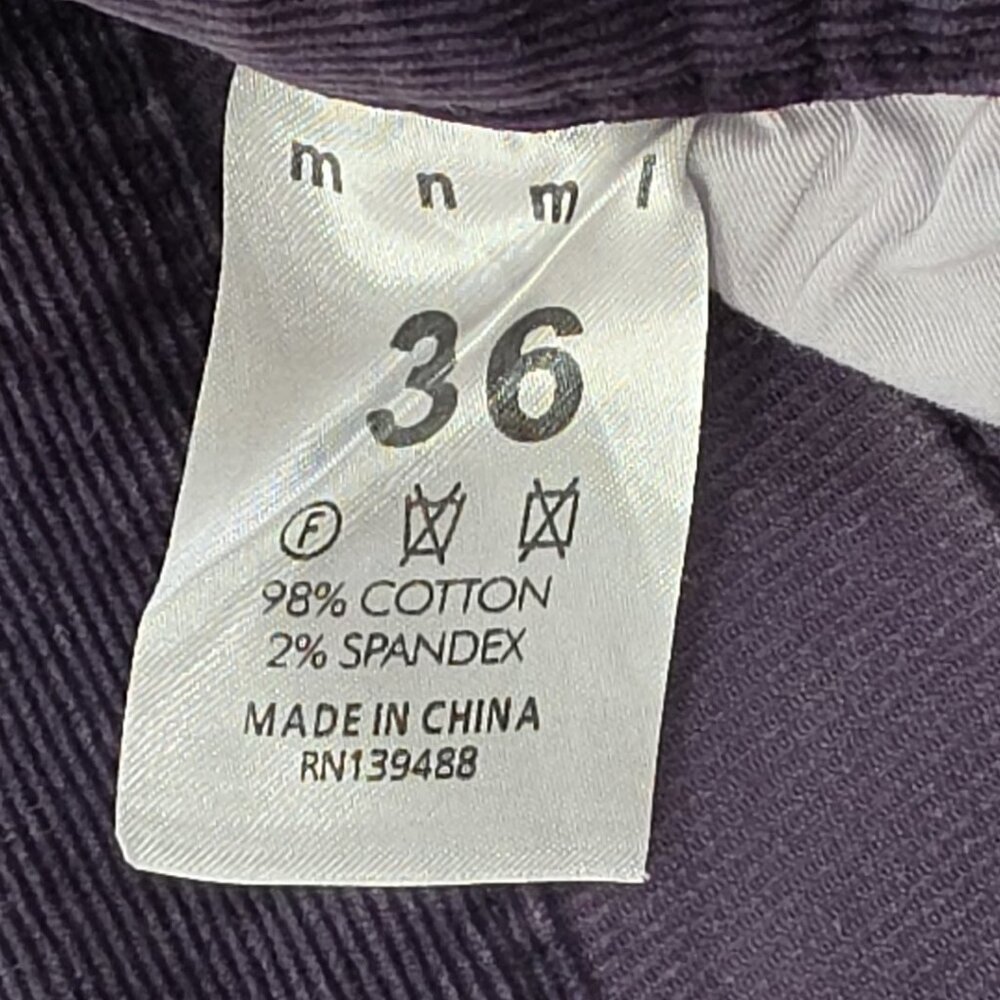 MNML Corduroy Shorts Mens 36 Purple Button Fly 12" Inseam Contrast Stripe - Picture 6 of 12